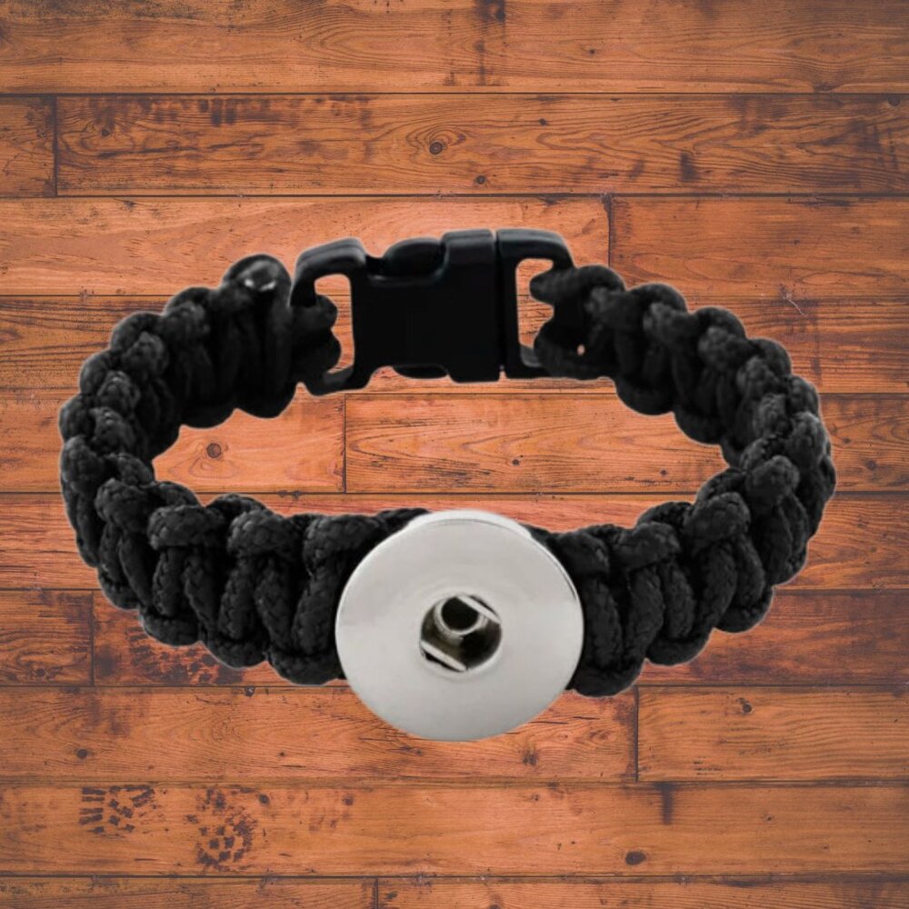 Black Rope Snap Button Bracelet